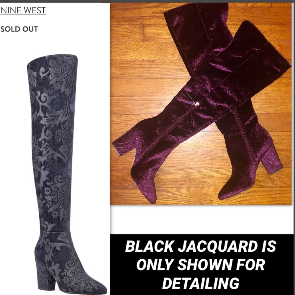 NINE WEST PURPLE JACQUARD PATTERN OTK BOOT - Picture 3 of 9
